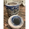 Conjunto de Tres Tarros Artesanales de Cerámica con Decoración Azul - Pieza Única