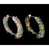 Pendientes de Ópalo de Fuego en Plata - Elegancia Multicolor y Brillante