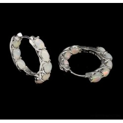 Pendientes de Ópalo de Fuego en Plata - Elegancia Multicolor y Brillante