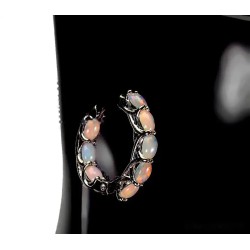 Pendientes de Ópalo de Fuego en Plata - Elegancia Multicolor y Brillante