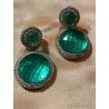 Pendientes de plata con cristales verdes y circonitas