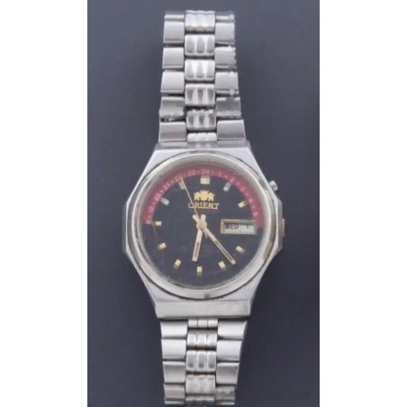 Reloj de caballero Orient en acero inoxidable con esfera negra