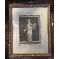 Grabado Antiguo Diosa Atenea - Lámina Mitología Griega Clásica Siglo XVIII