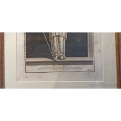Grabado Antiguo Diosa Atenea - Lámina Mitología Griega Clásica Siglo XVIII