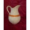Jarra Vintage Cartuja Pickman - Porcelana Blanca con Franjas Naranjas Art Deco
