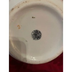 Jarra Vintage Cartuja Pickman - Porcelana Blanca con Franjas Naranjas Art Deco