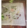 Pareja de Bordados Antiguos Enmarcados - Textiles Florales Vintage Doble Cristal