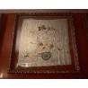 Pareja de Bordados Antiguos Enmarcados - Textiles Florales Vintage Doble Cristal