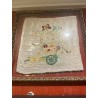 Pareja de Bordados Antiguos Enmarcados - Textiles Florales Vintage Doble Cristal