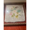 Pareja de Bordados Antiguos Enmarcados - Textiles Florales Vintage Doble Cristal