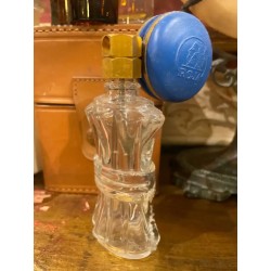 Frasco de Perfume Vintage con Atomizador Azul - Cristal Tallado Art Decó