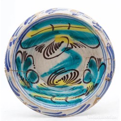 Fuente Antigua Cerámica de Triana Siglo XIX - Loza Andaluza Decorada 26,5cm