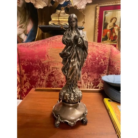 Escultura Virgen Inmaculada en Plata de Ley - Figura Religiosa Arte Sacro Vintage