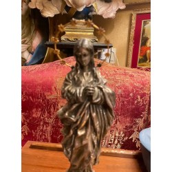 Escultura Virgen Inmaculada en Plata de Ley - Figura Religiosa Arte Sacro Vintage