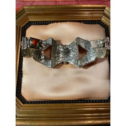 Brazalete Tribal de Plata Tibetana - Coral Turquesa Ámbar Joyería Étnica Nepal