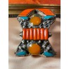 Brazalete Tribal de Plata Tibetana - Coral Turquesa Ámbar Joyería Étnica Nepal