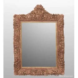 Espejo Vintage Marco Alabastro Tallado - Decoración Frutal Estilo Luis XVI 113cm