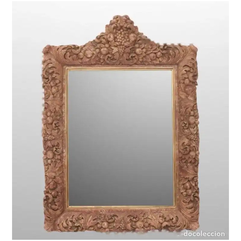 Espejo Vintage Marco Alabastro Tallado - Decoración Frutal Estilo Luis XVI 113cm
