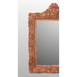 Espejo Vintage Marco Alabastro Tallado - Decoración Frutal Estilo Luis XVI 113cm