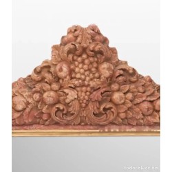 Espejo Vintage Marco Alabastro Tallado - Decoración Frutal Estilo Luis XVI 113cm