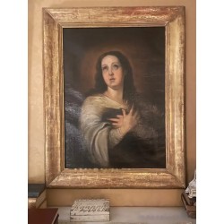 Óleo Inmaculada Siglo XVII Escuela de Murillo - Pintura Religiosa Barroca Marco