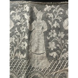 Encaje Antiguo Vintage con Figuras Humanas Coleccionista Exclusivo