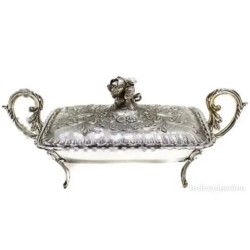 Legumbrera Plata Vintage Estilo Barroco Pieza Coleccionista Siglo XX