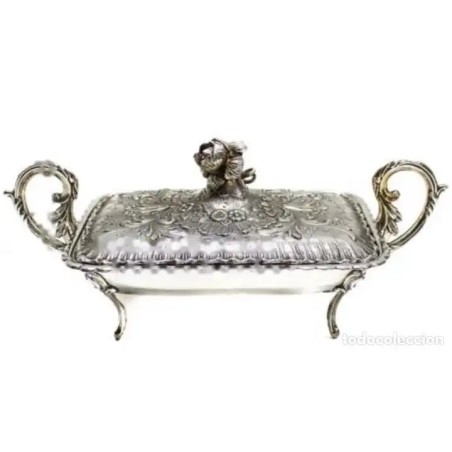 Legumbrera Plata Vintage Estilo Barroco Pieza Coleccionista Siglo XX