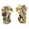 Jarrones Porcelana Isabelinos Vintage Escenas Pastoriles Colección - siglo XIX