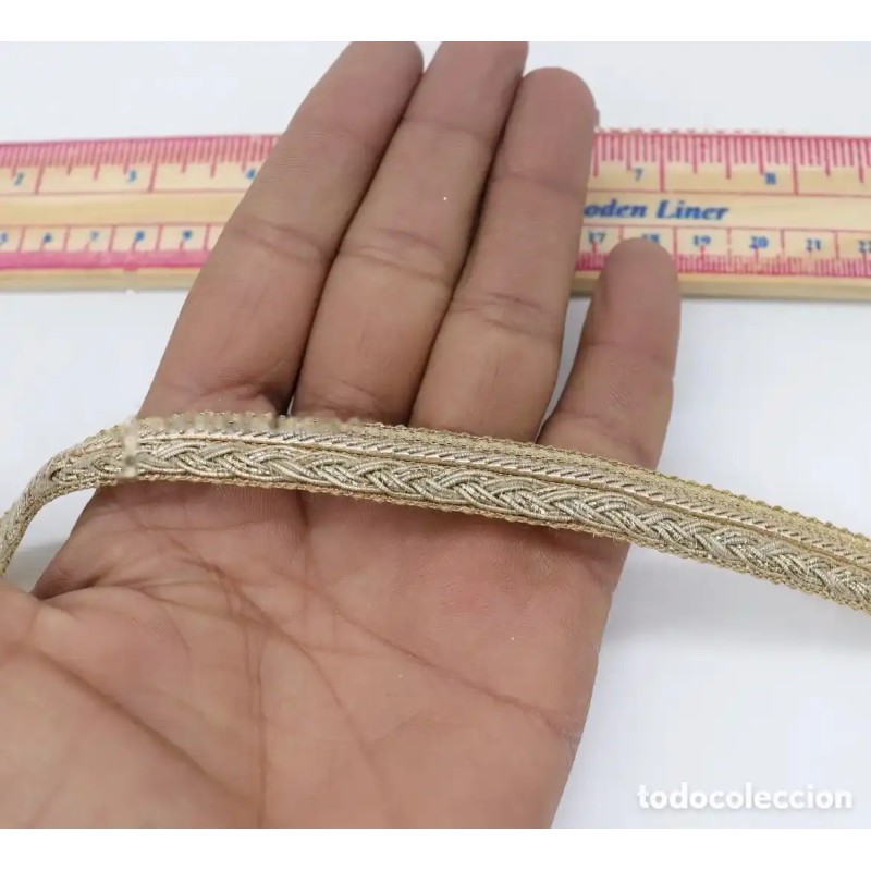 Entredos Encaje Dorado Vintage Tejido Metálico Artesanal Entredos Encaje Dorado Vintage Tejido Metálico Artesanal