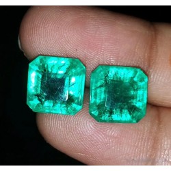 Esmeraldas Certificadas Corte Rectangular Piedras Preciosas 3.87 y 3.57. CT.