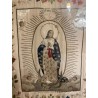 Bordado Religioso Antiguo Inmaculada Virgen María Obra Maestra Textil Seda y Oro