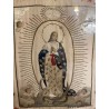Bordado Religioso Antiguo Inmaculada Virgen María Obra Maestra Textil Seda y Oro