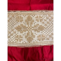 Colcha Antigua Seda Roja Bordado Filipino Vintage Siglo XIX