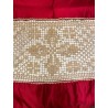 Colcha Antigua Seda Roja Bordado Filipino Vintage Siglo XIX