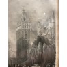 Grabado Vintage Catedral Sevilla Giralda Arte Arquitectónico Histórico