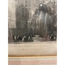 Grabado Vintage Catedral Sevilla Giralda Arte Arquitectónico Histórico