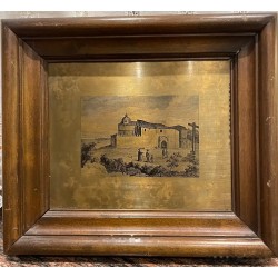Grabado Histórico Convento de la Rábida Técnica Cobre Arte Colonial
