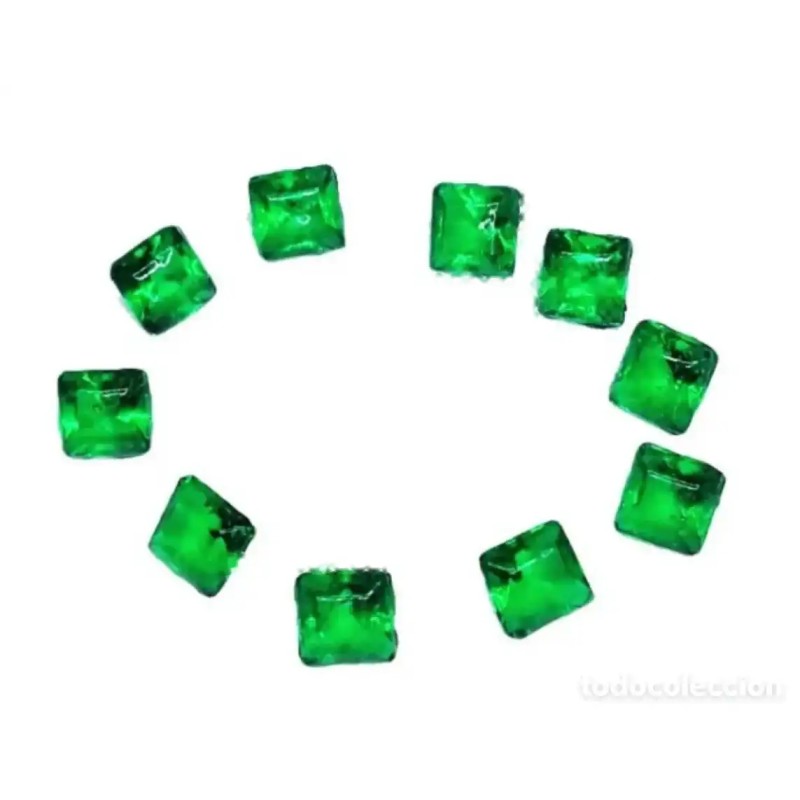 Lote 10 Esmeraldas Corte Cuadrado Gemas Certificables 3mm Lote 10 Esmeraldas Corte Cuadrado Gemas Certificables 3mm