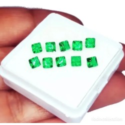 Lote 10 Esmeraldas  Corte Cuadrado Gemas Certificables 3mm