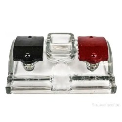 Escribanía Vintage Vidrio y Baquelita Década 1950 Escritorio Elegante