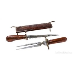 Servicio Trinchante Vintage Madera Tallada Estilo Colonial Indio