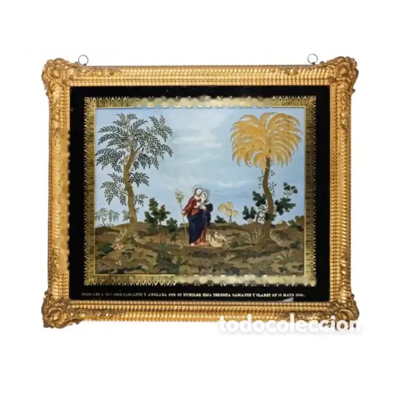 BORDADO ENMARCADO CIRCA 1856. BORDADO ENMARCADO CIRCA 1856.