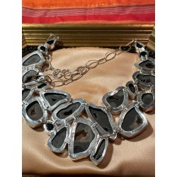 Collar Gargantilla Plata Ágatas Geoda Diseño Contemporáneo