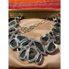 Collar Gargantilla Plata Ágatas Geoda Diseño Contemporáneo