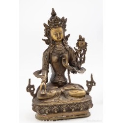 Estatua Budista Verde Tara Bronce Tibetano Arte Meditación Oriental