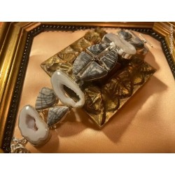 Pulsera Plata Ágatas Naturales Diseño Artesanal Contemporáneo