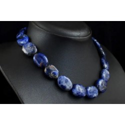 Collar Sodalita Azul Natural Piedras Ovaladas Joyería Premium - 368 CT