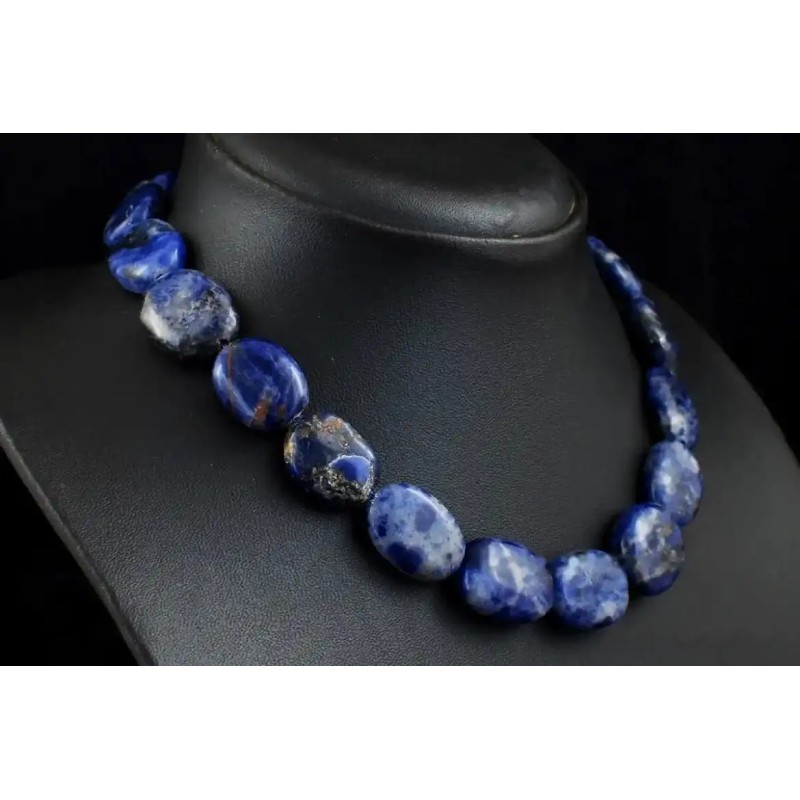Collar Sodalita Azul Natural Piedras Ovaladas Joyería Premium - 368 CT
