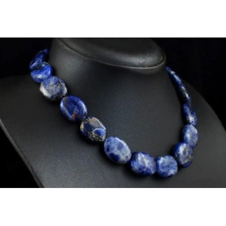 Collar Sodalita Azul Natural Piedras Ovaladas Joyería Premium - 368 CT